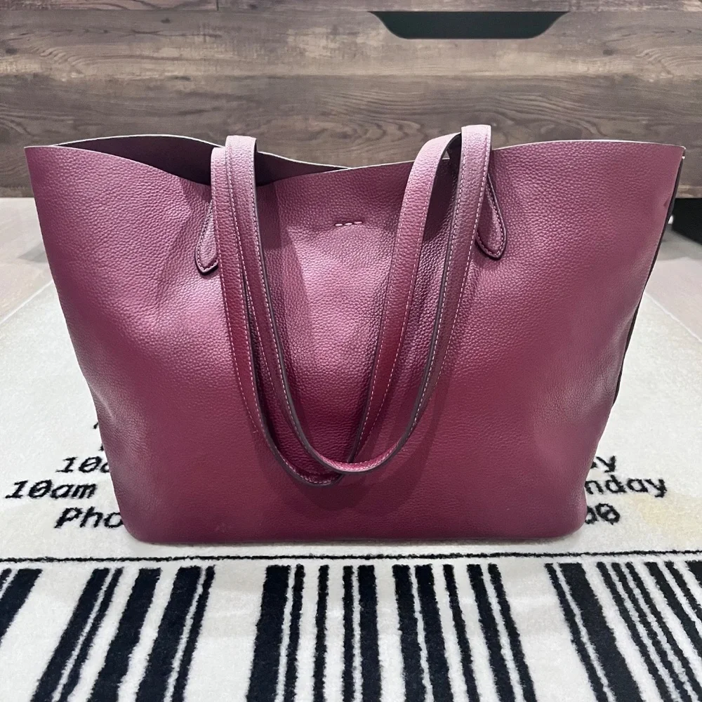Coach Pebble Leather Cameron Large Tote Shoulder Bag in Burgundy / Wine - Picture 5 of 13